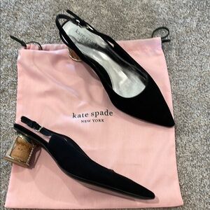 Kate Spade Black Slingback Heels with Cork Detail